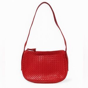 Vintage Bottega Veneta Red Woven Shoulder Bag
